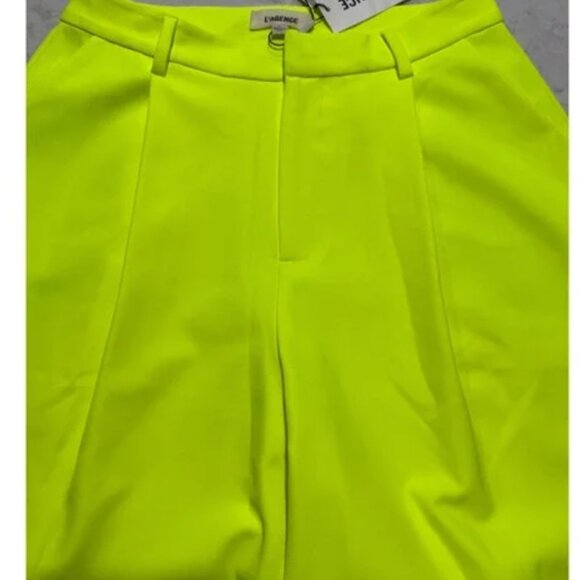 L'AGENCE Caspian Wide Leg neon citrus yellow Pants size 4 - Picture 6 of 6